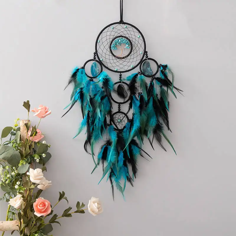 

Crystal Kallaite Tree Indian Dream Catchers Girl Room Decor Catcher Hanging Aesthetics Ornament for Home Bedroom Unique Gift