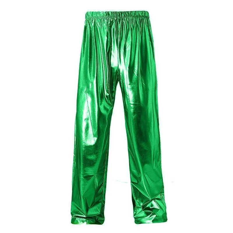 2024 N Metal Shiny Stage Performance Party Casual  Pants Men , Gold/Silver Multi Color Handsome Personality Fashion Sports Pants