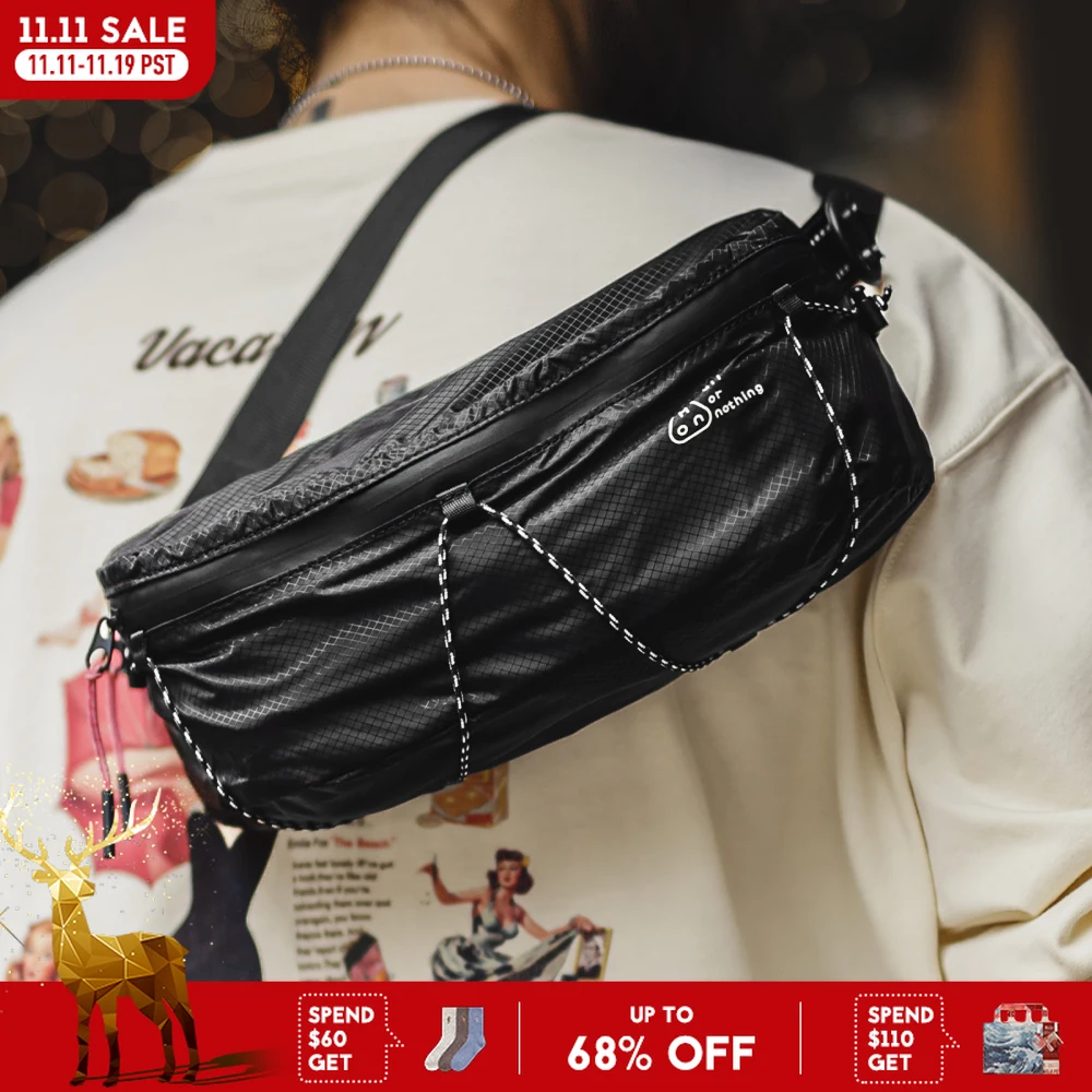 

Maden Unisex Style Tactical Adjustable Black Crossbody Bag Outdoor Waist Pack Motorcycle Chest Bag for Cycling Travel Coin Purse