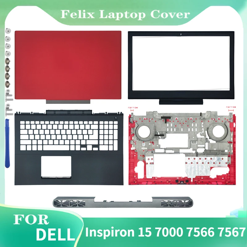 

NEW For DELL Inspiron 15 7000 7566 7567 Laptop Housing Case Cover Red Laptop LCD Back Cover/Front Bezel/Palmrest/Bottom Base