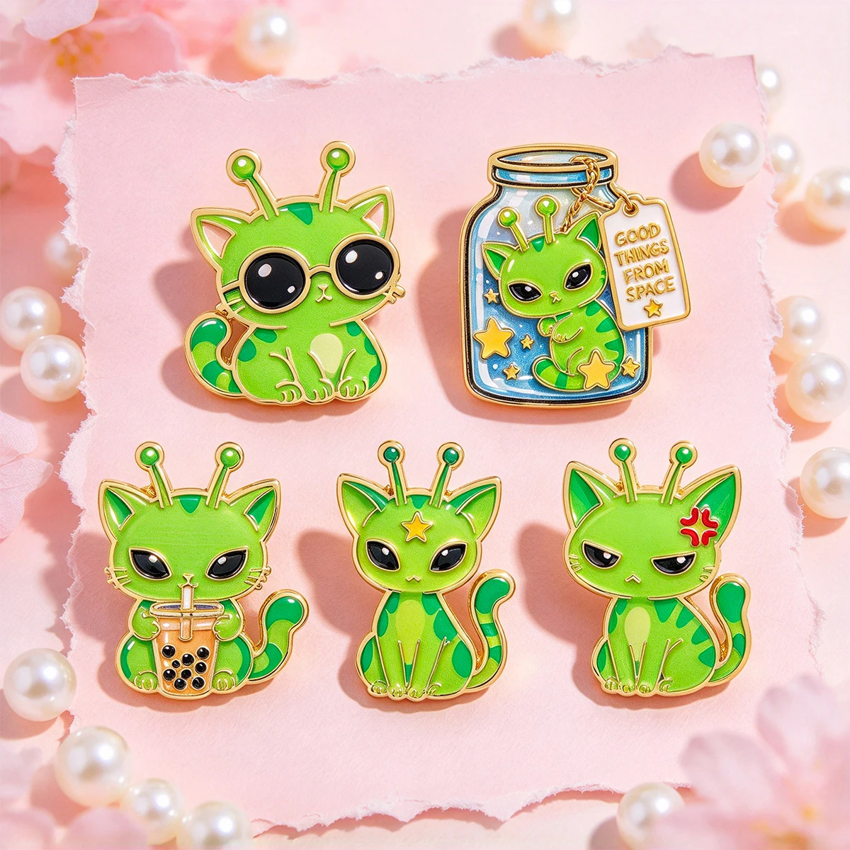 Cute Cartoon Animal Enamel Pin Highland Cow Alien Cat Dinosaur Whale Black Cat Brooch Lapel Pin Backpack Badge