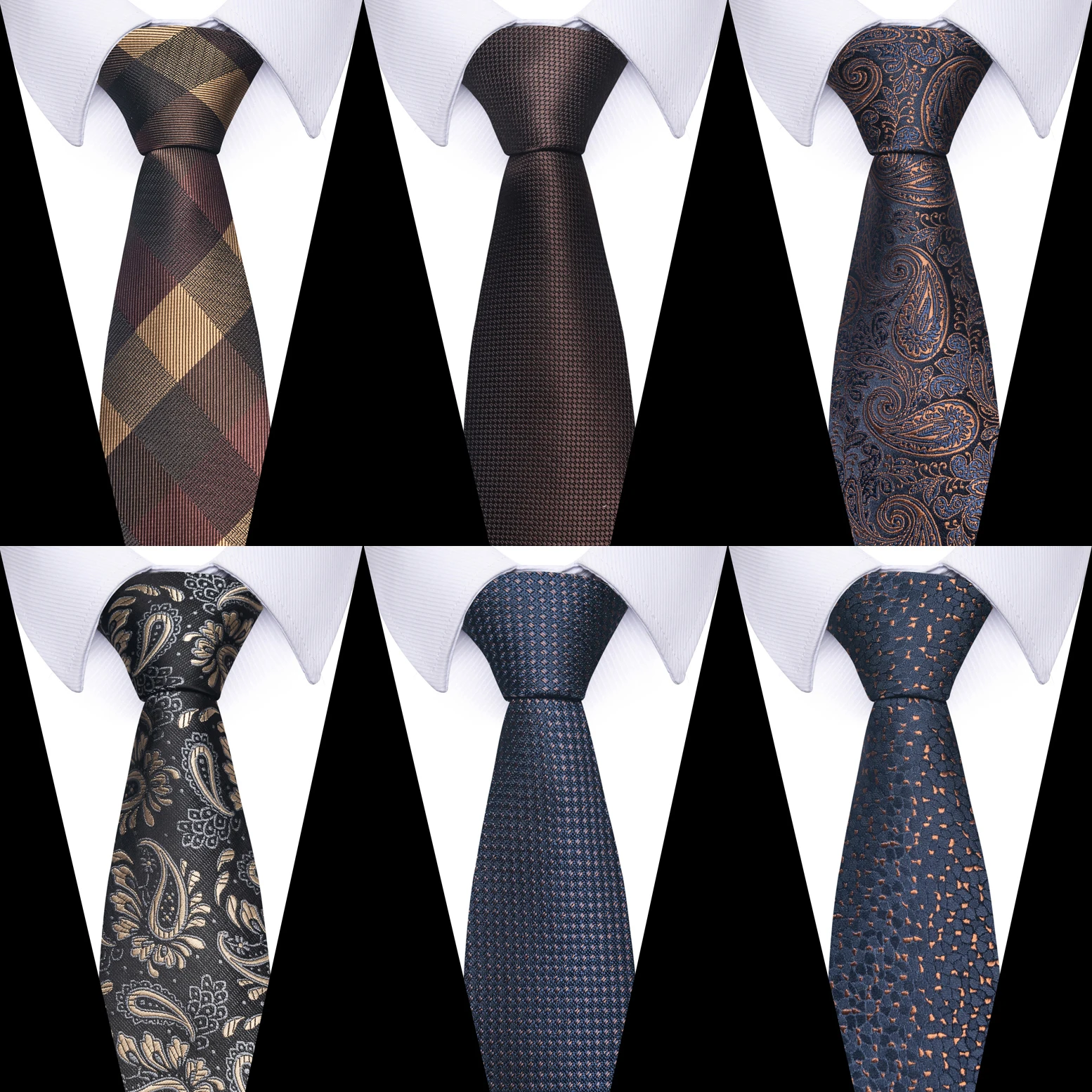 

100% Silk Brand Brown Tie Men Newest design Luxurious 7.5 cm Silk Necktie Shirt Accessories Man's New Year's Day