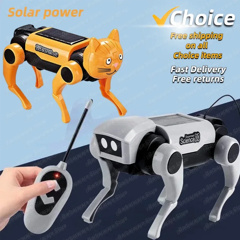 

New Robot Solar Electric Mechanical Dog Cow Children Educational Assembly Tech Puzzle Toy Bionic Smart Robot Dog Toys Gifts