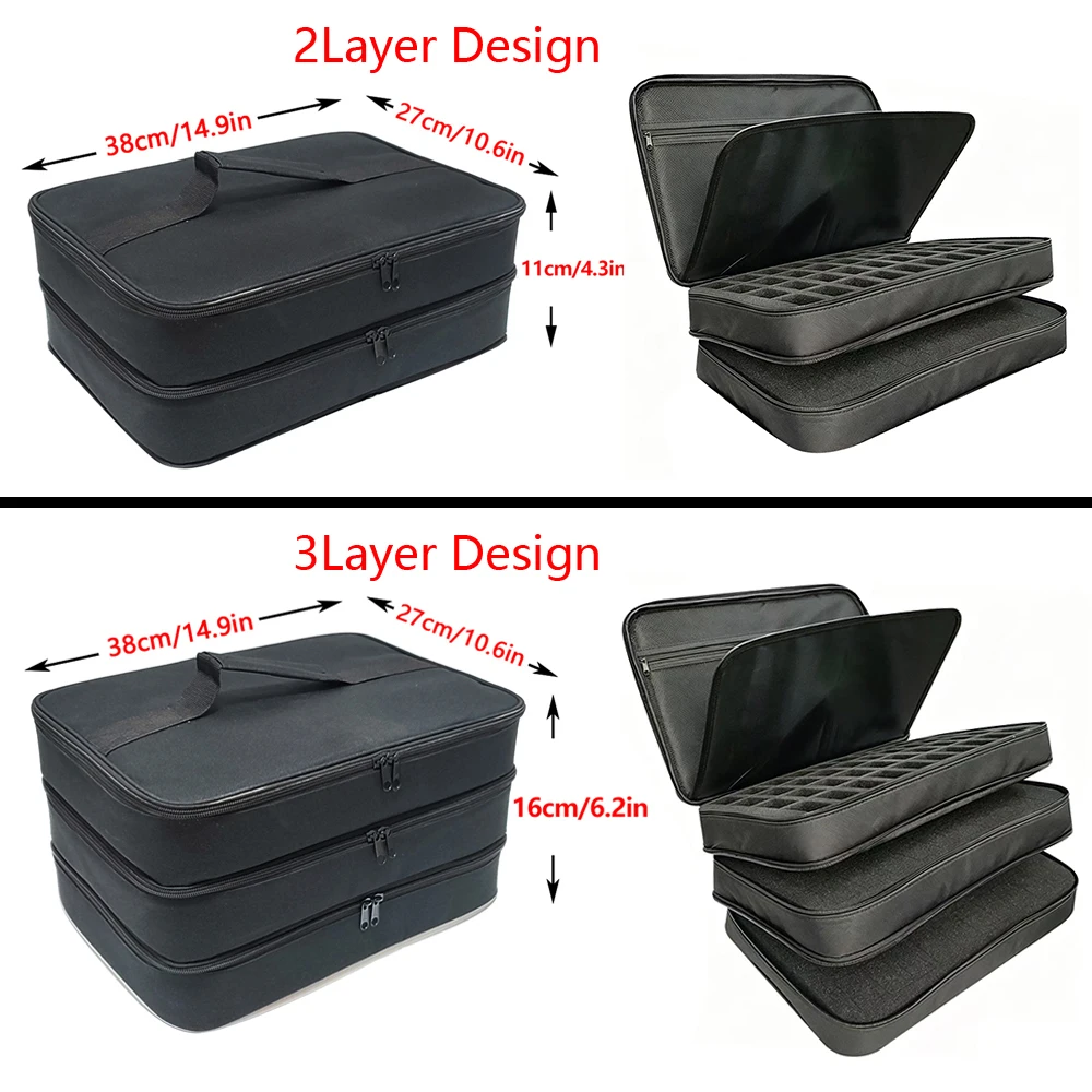 Image of Aufbewahrungstasche mit Großer Kapazität, 3-Schichten-Reisetaschen mit Anpassbarem Schwamm, EVA-Werkzeugkoffer, Schützende Reißverschlussbox, Geruchsdichter Tragekoffer