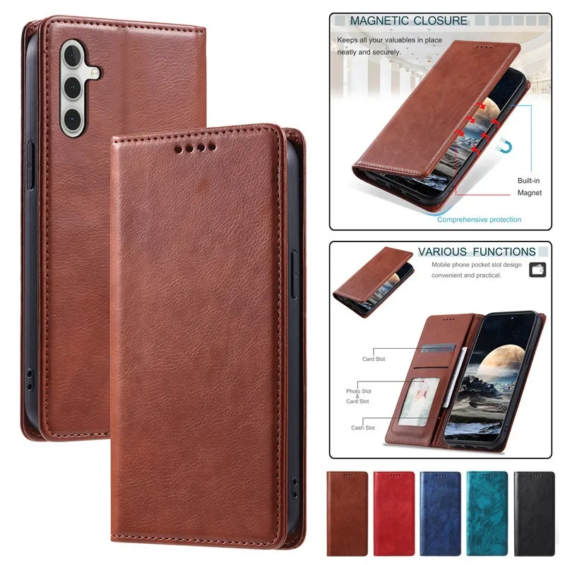 

Luxury Leather Wallet Card Phone Case For Samsung Galaxy A54 A34 A24 A14 A73 A53 A33 A23 A13 A72 A52S A32 A12 A51 A71 Flip Cover