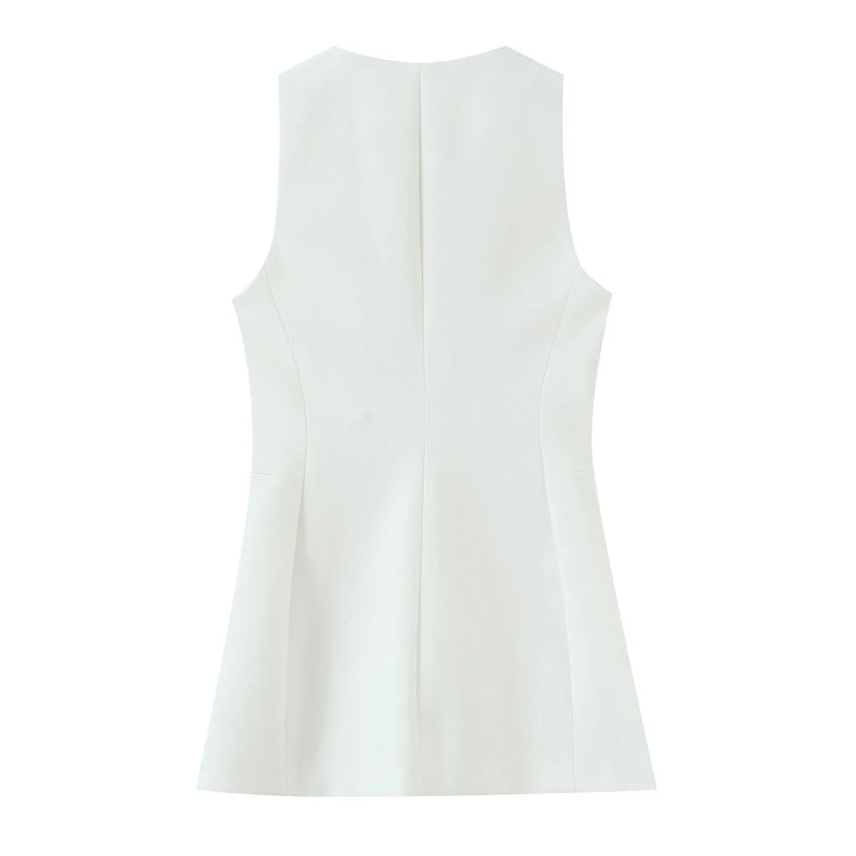 Conjunto de dos piezas de otoño, chaleco, abrigos + pantalón de pierna recta, pantalón largo de cintura alta, chaqueta informal sin mangas con cuello en V a la moda corta para mujer