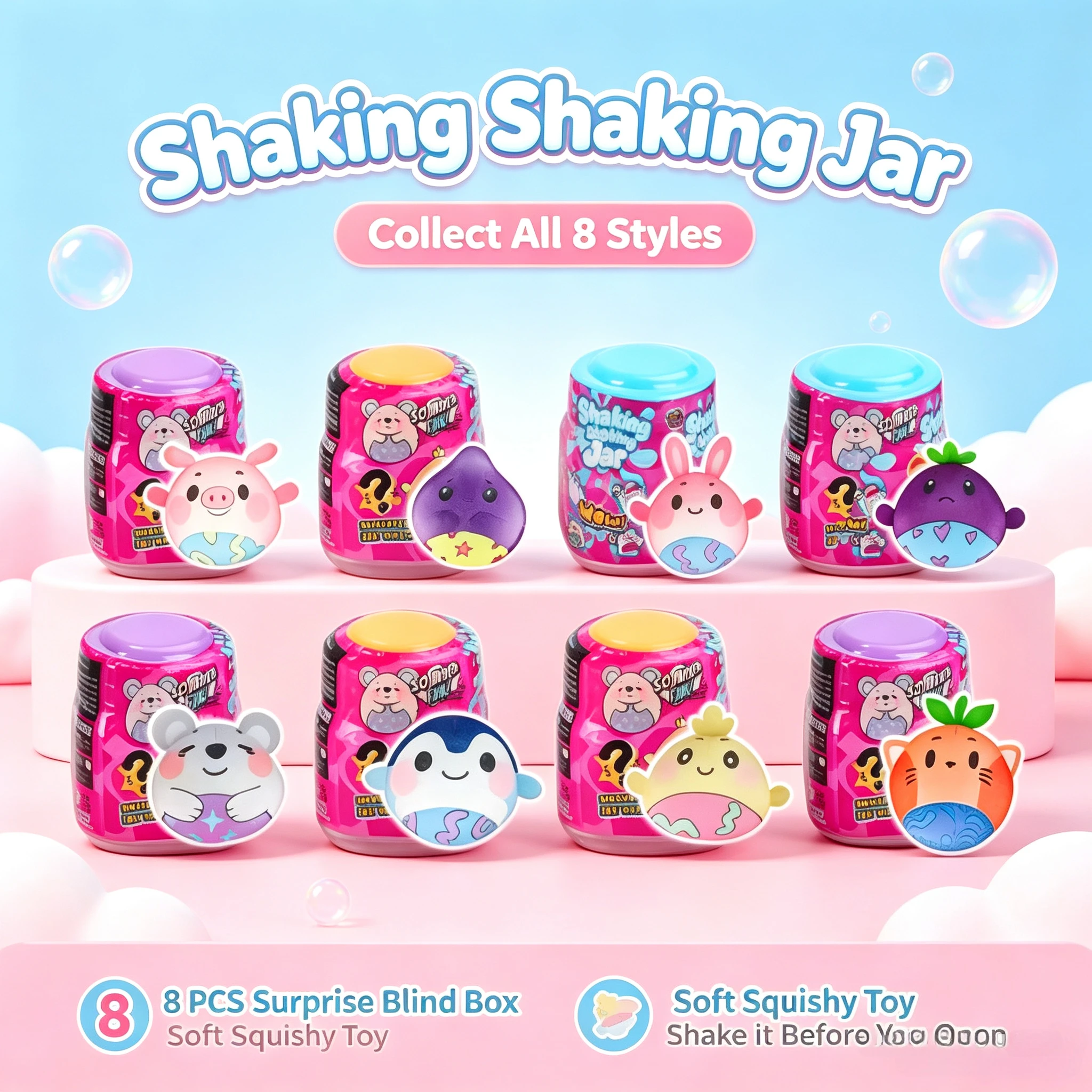 8 Surprising Blind Box Toys with Swinging Jars and Magical Animals Transformed from Creative Water Soaking