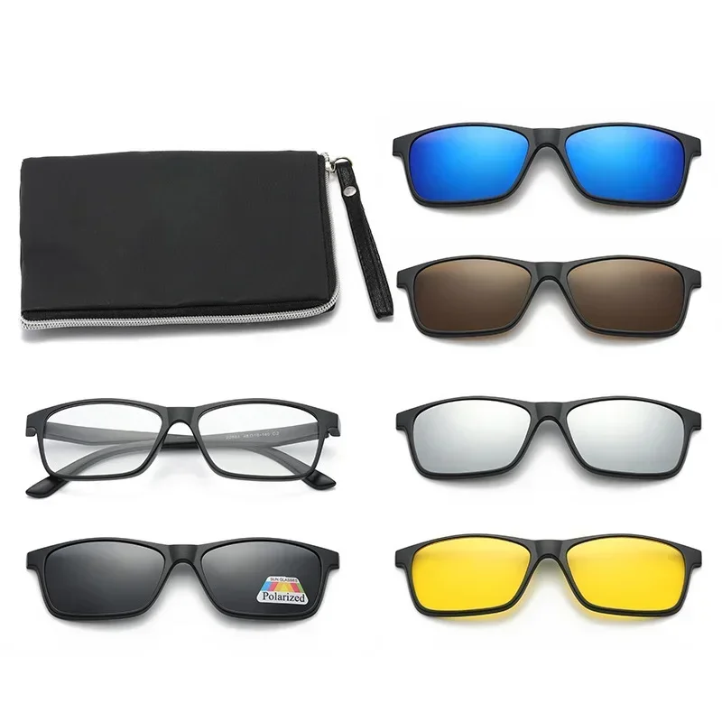 Small Square Frame 2 In1 Magnetic Clip On Glasses Frames Stylish Outdoors Cat Eye Eyeglasses Fashion Polarized Sunglasses