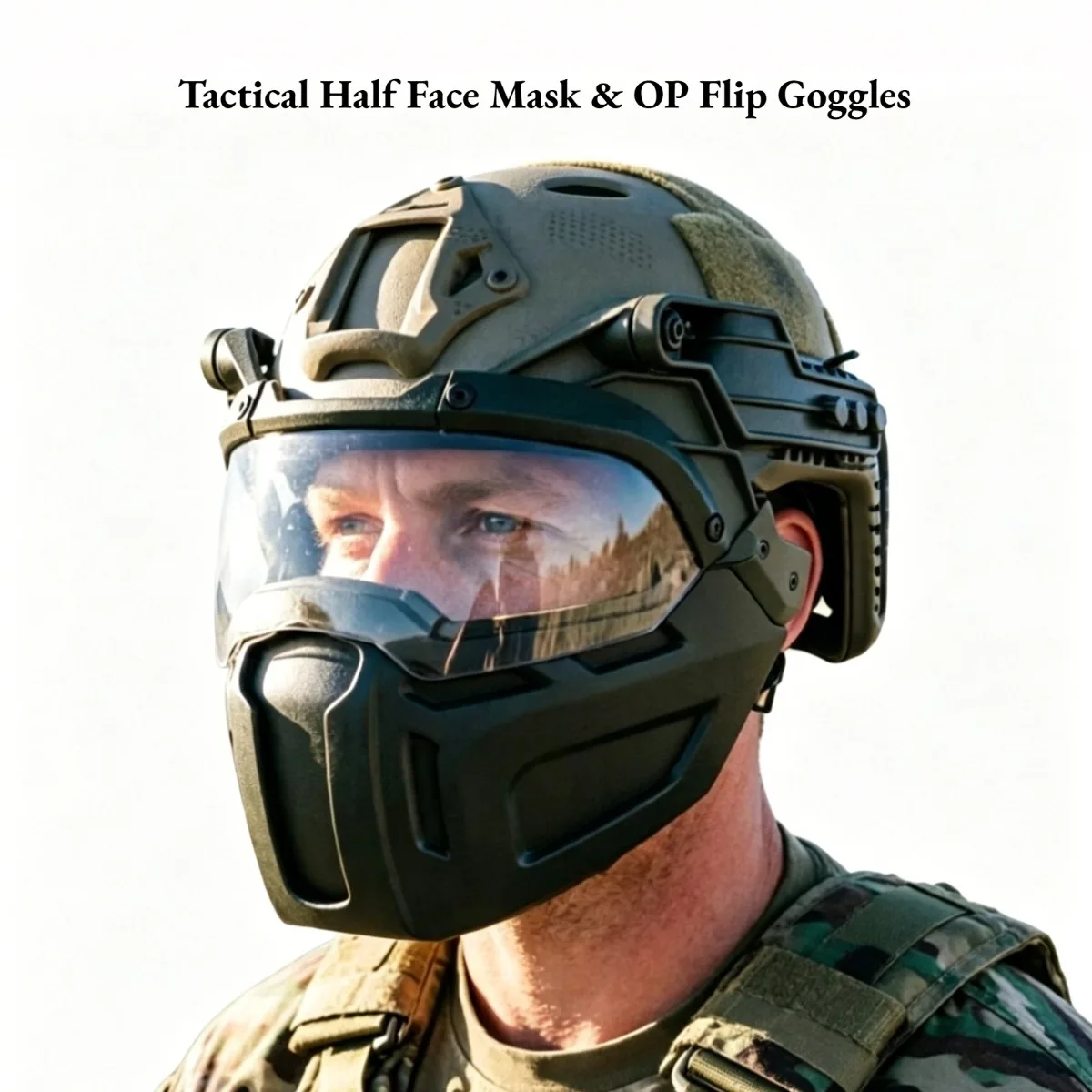 Image of Neuer Taktischer FAST Helm Halbgesichtsmaske mit Klappbrille Jagd CS-Spiel Paintball Maske Helm Zubehör Schutzausrüstung