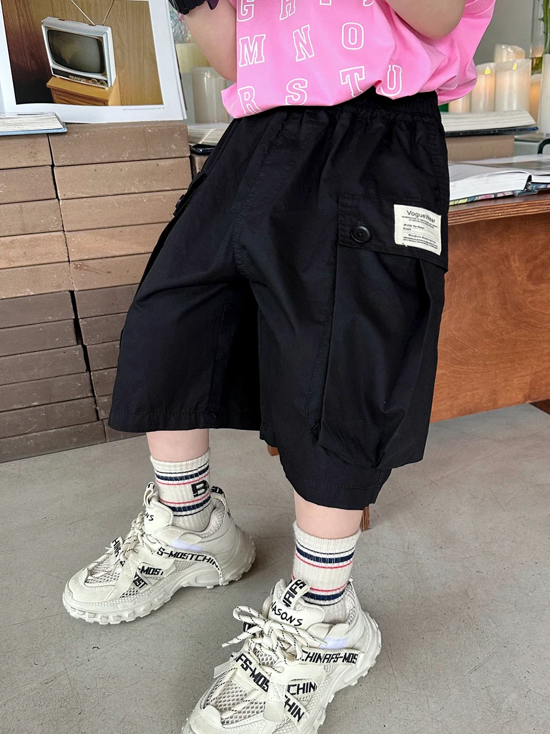 Bb Children's Clothing Children's Casual Pants Boys' Thin 2023 Summer New Medium and Big Children's Tooling Fifth Pants