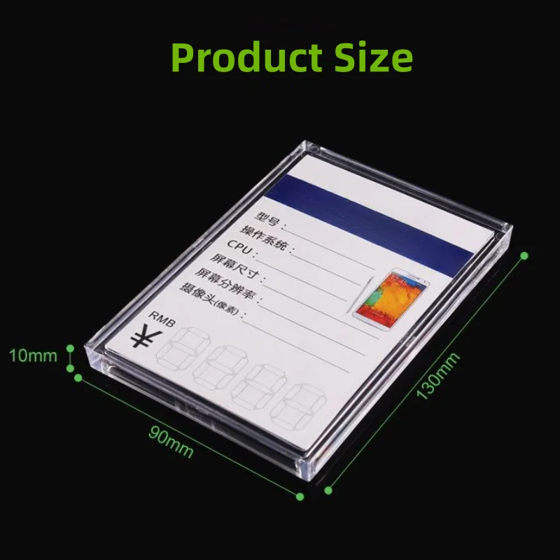 10PCS Mobile Acrylic Label Price Display Board Commodity Document Camera Card