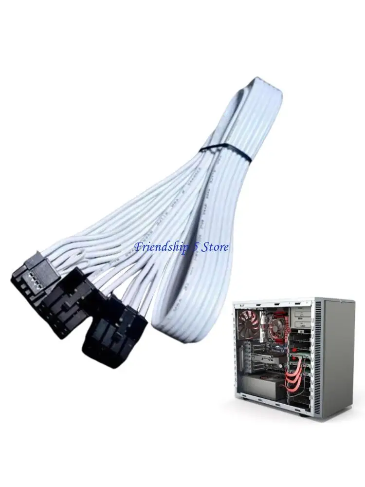 

T8WC 70cm PCIE 5.0 Cable 16AWG Double 8Pin to 16Pin 12VHPWR Male 12+4Pin Connectors Cable for Integration with PSUs