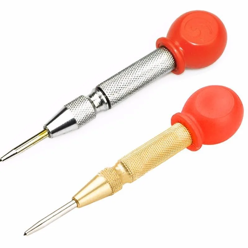 1Pc 130mm Yellow and Silver Automatic Center Punch Spring Loaded Chrome Rivet Screw Auto Mark Hole