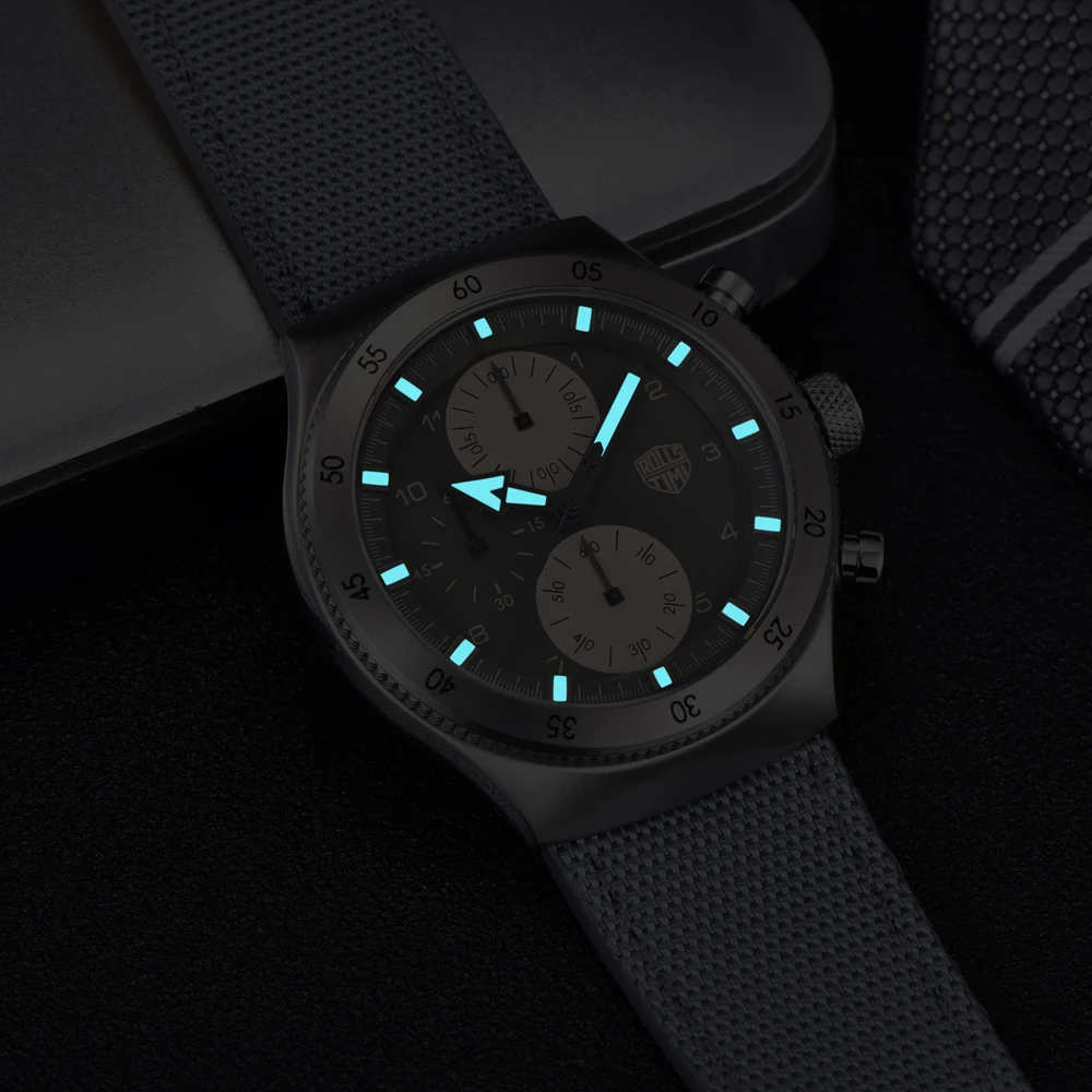 2025 ساعة جديدة للرجال Rollstimi ساعة موضة كوارتز نايلون ساعة رجالي خفيفة فاخرة من الفولاذ المقاوم للصدأ الياقوت مقاوم للماء مضيئة