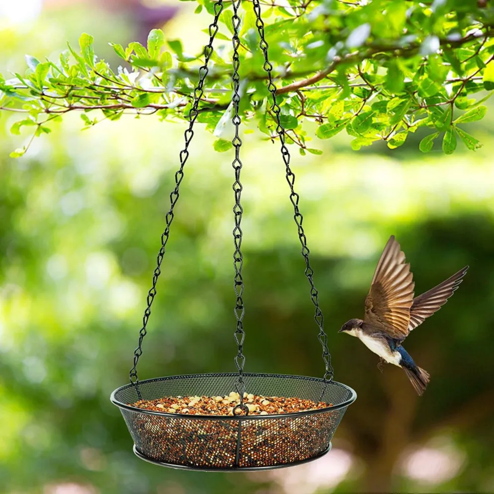Portable Hanging Tray Bird Feeder Hummingbird Feeder Suspended Bird Food Holder for Yard Garden Accessory