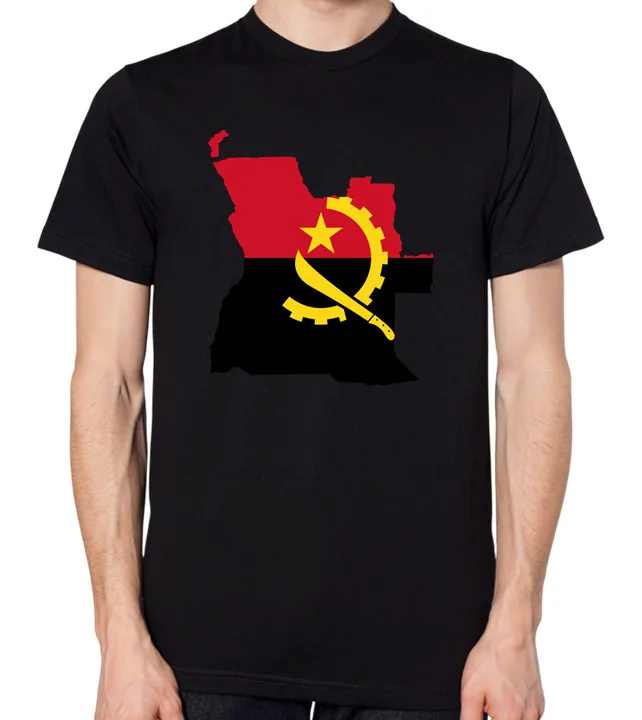 أنغولا العلم خريطة رجل تي شيرت امرأة رجل الصيف مضحك القطن الجرافيك تي شيرت موضة الشارع الشهير بلايز المحملة في الهواء الطلق قصيرة الأكمام #1
