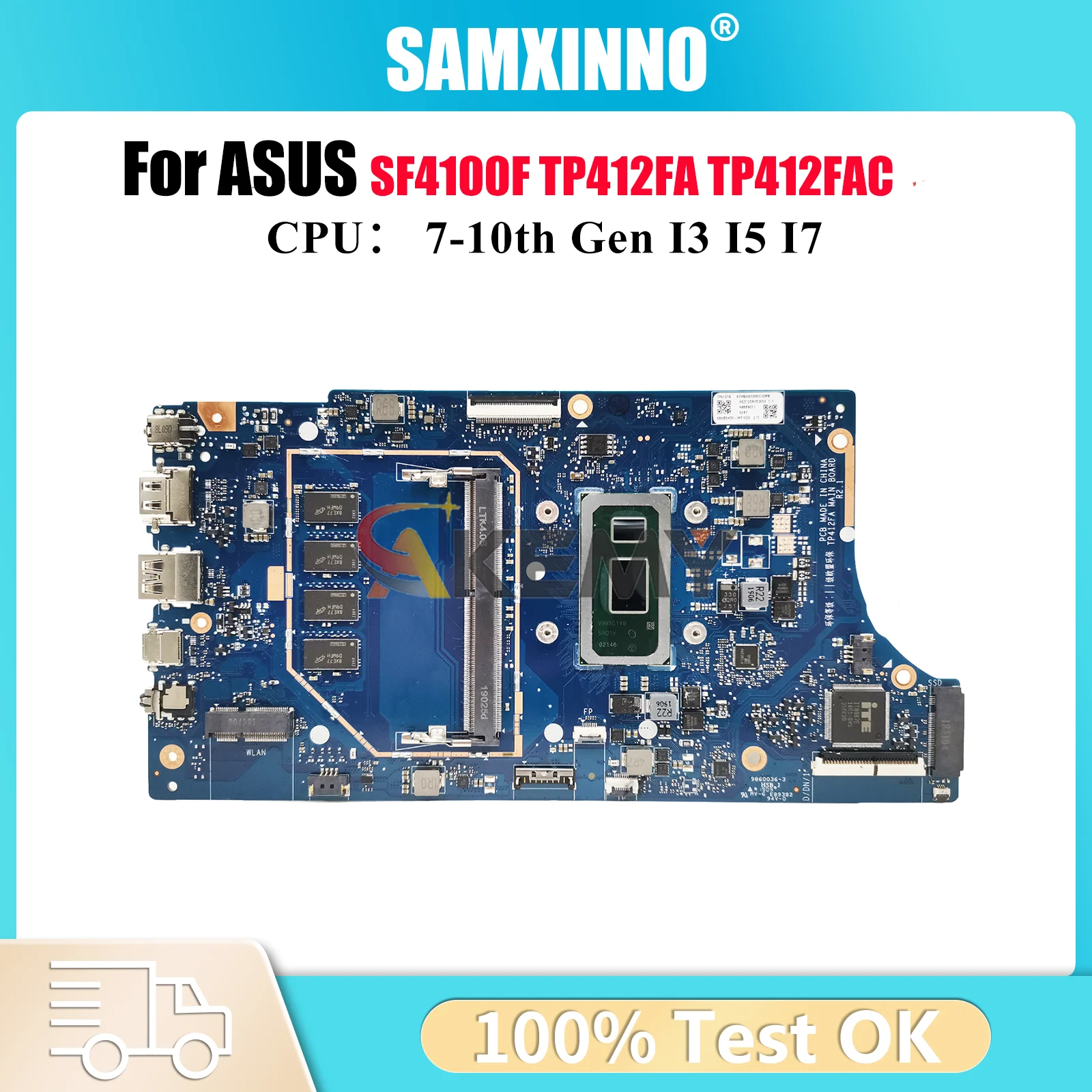 

TP412FA Laptop Motherboard For ASUS VivoBook Flip SF4100F TP412FA TP412FAC TP412F Mainboard With I3 I5 I7 CPU 100% tests OK stk