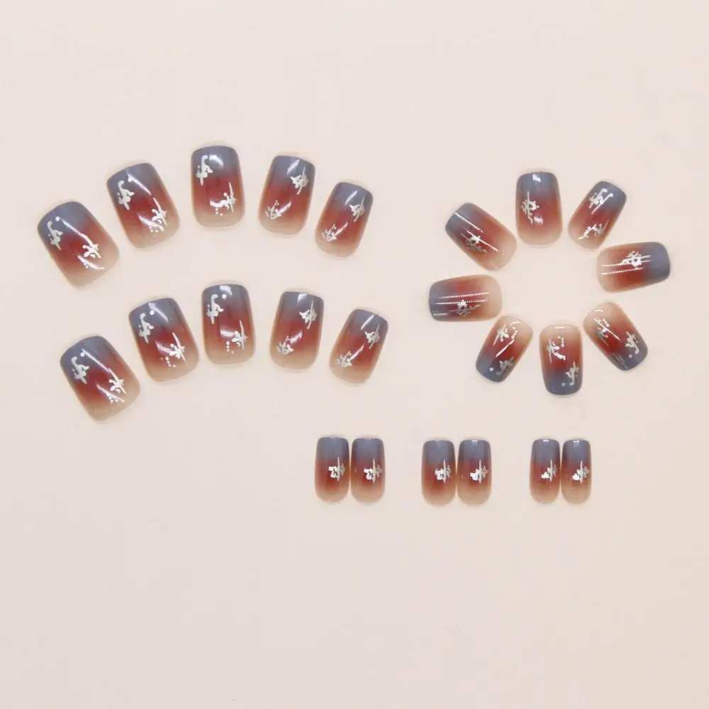 เล็บปลอมแบบถอดได้ สวมใส่ได้ ทรงเหลี่ยมไล่สีแบบเฟรนช์ ง่ายต่อการสวมใส่ แต่งเล็บวิ้งๆ สำหรับผู้หญิงและเด็กผู้หญิง