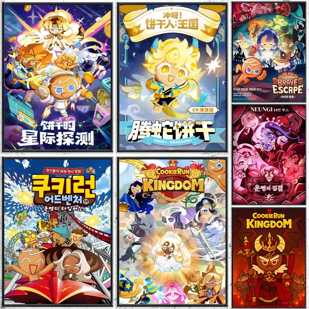 Game Cookie Run: Kingdom Poster Self-Adhesive Waterproof Wall Stickers, Coffee Bar Home Wall Decor