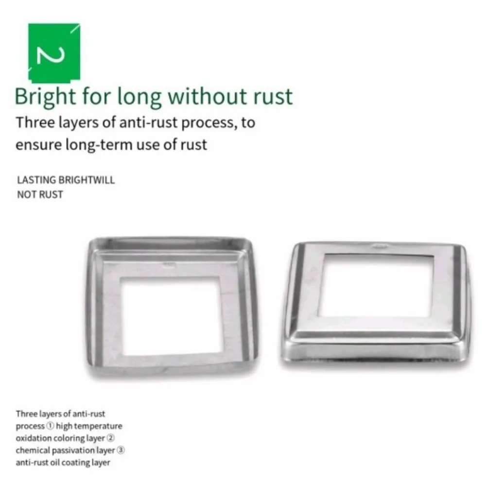 3pcs 304 Stainless Steel Flange Cover Square Thicken Decorative Cover Post Fitting Guardrail Foot Cover