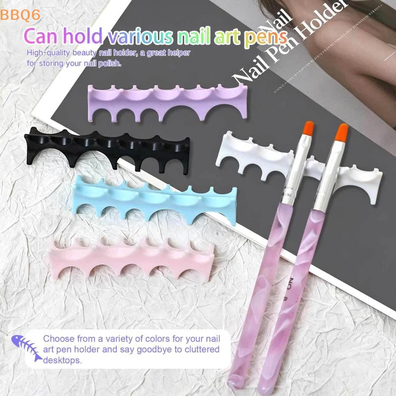 *1Pcs Silicone Fishbone Nail Pen Holder Brush Rack Shelf UV Gel Brush Display Stand Makeup Painting Pen Rest Organizer Stander