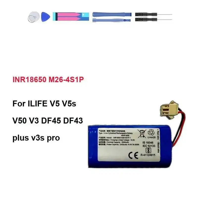 Cleaning Robot Battery INR18650 M26-4S1P 2600mAh For Ilife V5 V5s V50 V3 DF45 DF43 Plus v3s Pro Robot Vacuum Cleaner