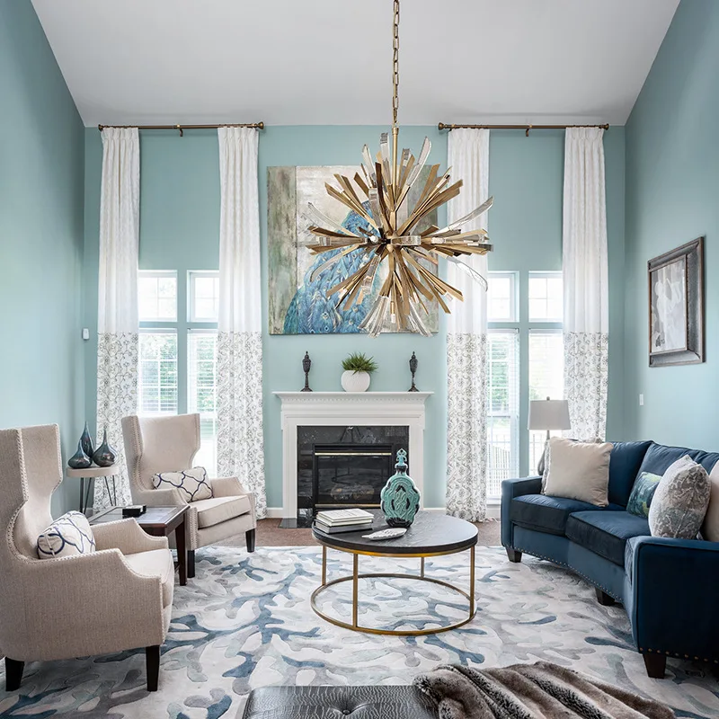 Lampu ruang tamu postmodern, lampu kamar tidur suasana simpel, lampu ruang makan, lampu kamar mandi, lampu langit-langit tembaga kristal