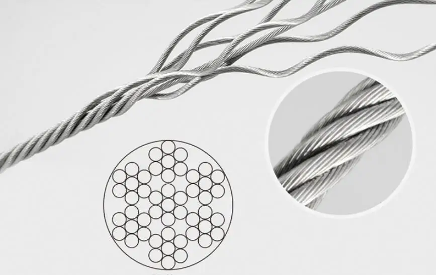 S316 marine grade stainless steel wire rope cable 7X7 Structure rope 0.5MM-5MM diameter