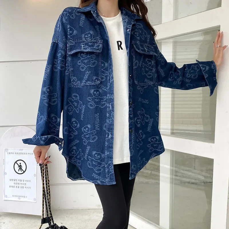 Denim Shirt Women\'s Korean Version Loose Mid-Length 2022 New Spring Net Red Design Niche Shirt Jacket Ladies Denim Jacket W3167