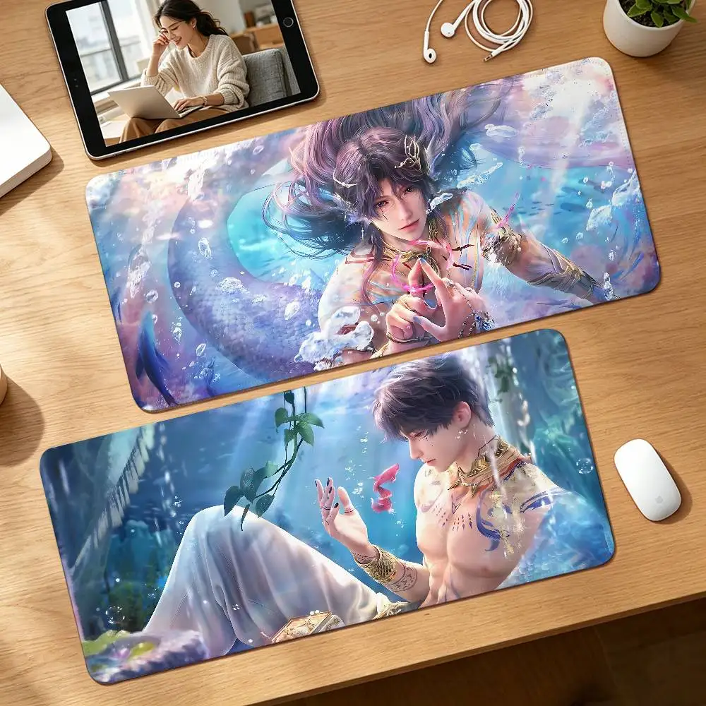 Love And Deep Space Rafayel Gaming Mouse Pad Non-Slip Lock Stitched Edge Large Office Desk Mat For Computer And Keyboard