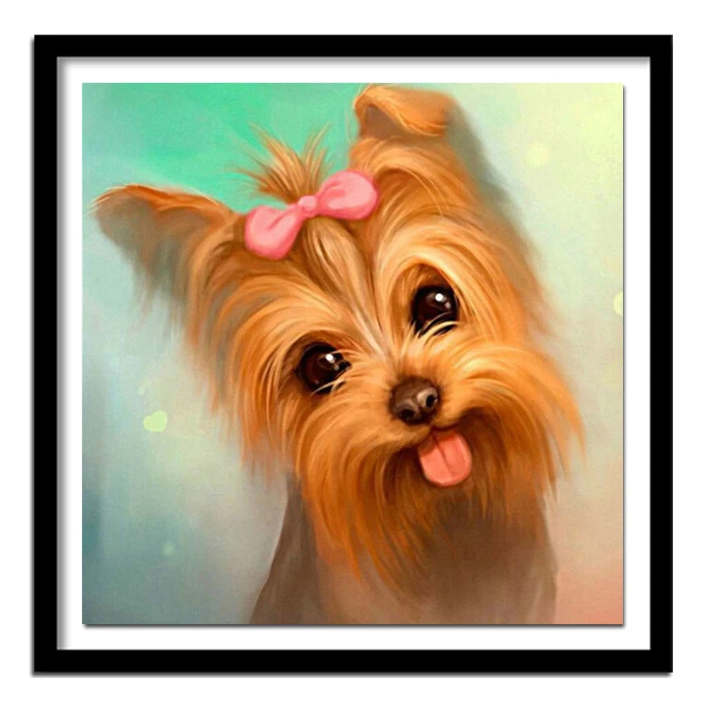 DIY Diamond  Cross Stitch Yorkshire Terrier Picture Living Room Diamond Embroidery Animal Cute Dog Handmade Wall Stickers