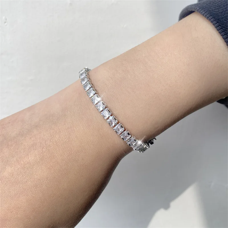 Real D Color Full 2/2.5/3/4/5/6.5mm Moissanite Tennis Bracelet For Women S925 Silver 18K Rose Gold Diamond Link Bracelet