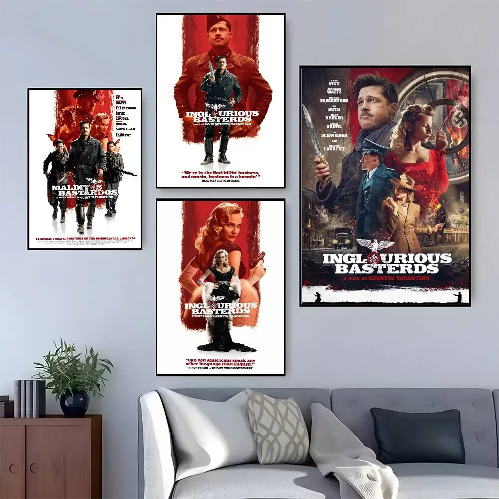 أفلام الحرب الكلاسيكية Inglourious Basterds ملصق HD الفن لزجة جدار مقاوم للماء غرفة المعيشة المنزلي غرفة نوم بار الديكور الجمالي