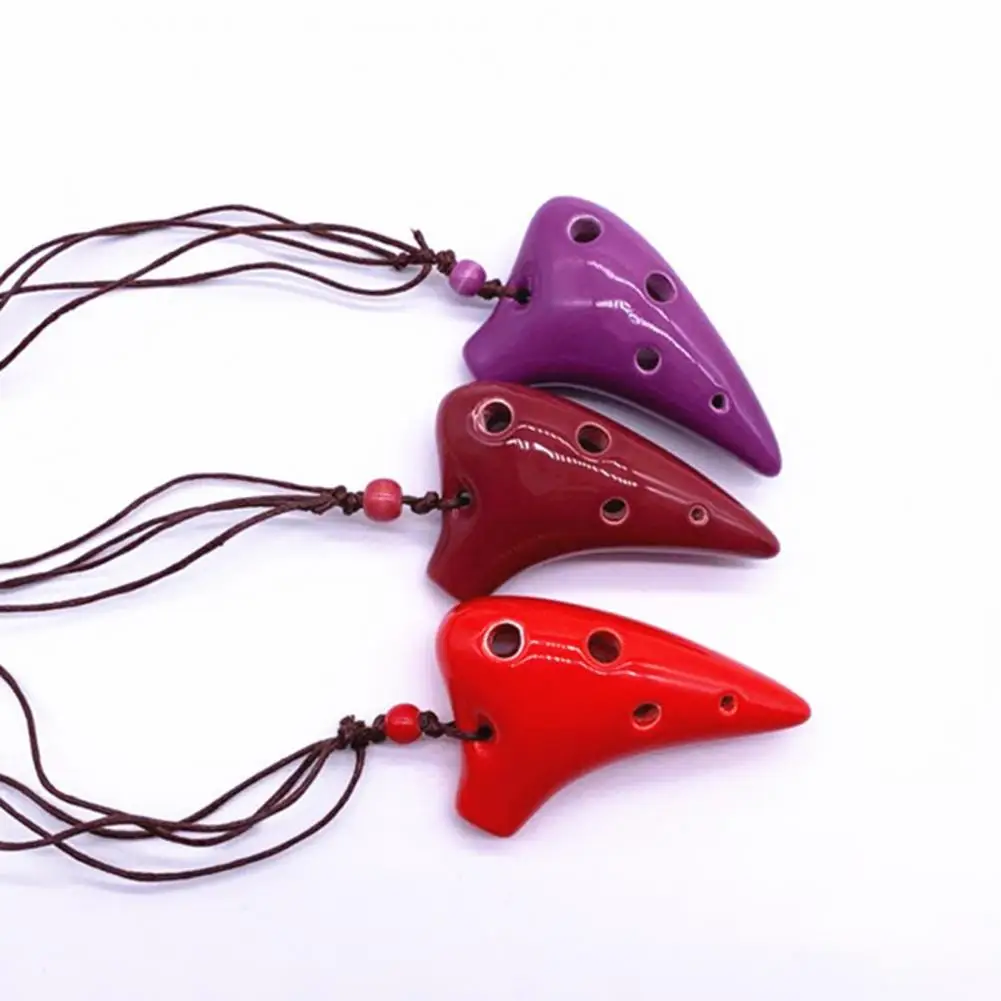 Ocarina-Mini Ocarina profesional de cerámica con 6 agujeros para amantes de la música, instrumento Musical con cordón