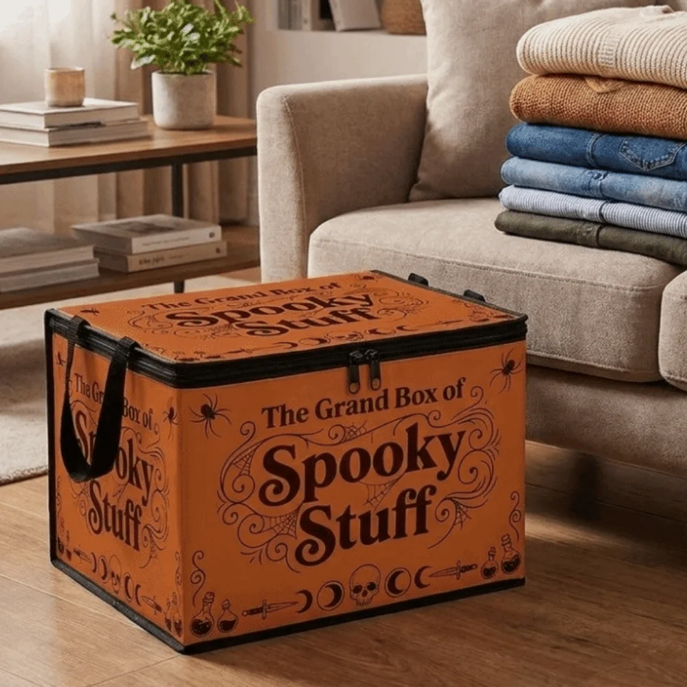 Large Capacity Halloween Storage Bin Space Saving Dust-proof Spooky Stuff Storage Container with Lid Waterproof Toy Storage Box