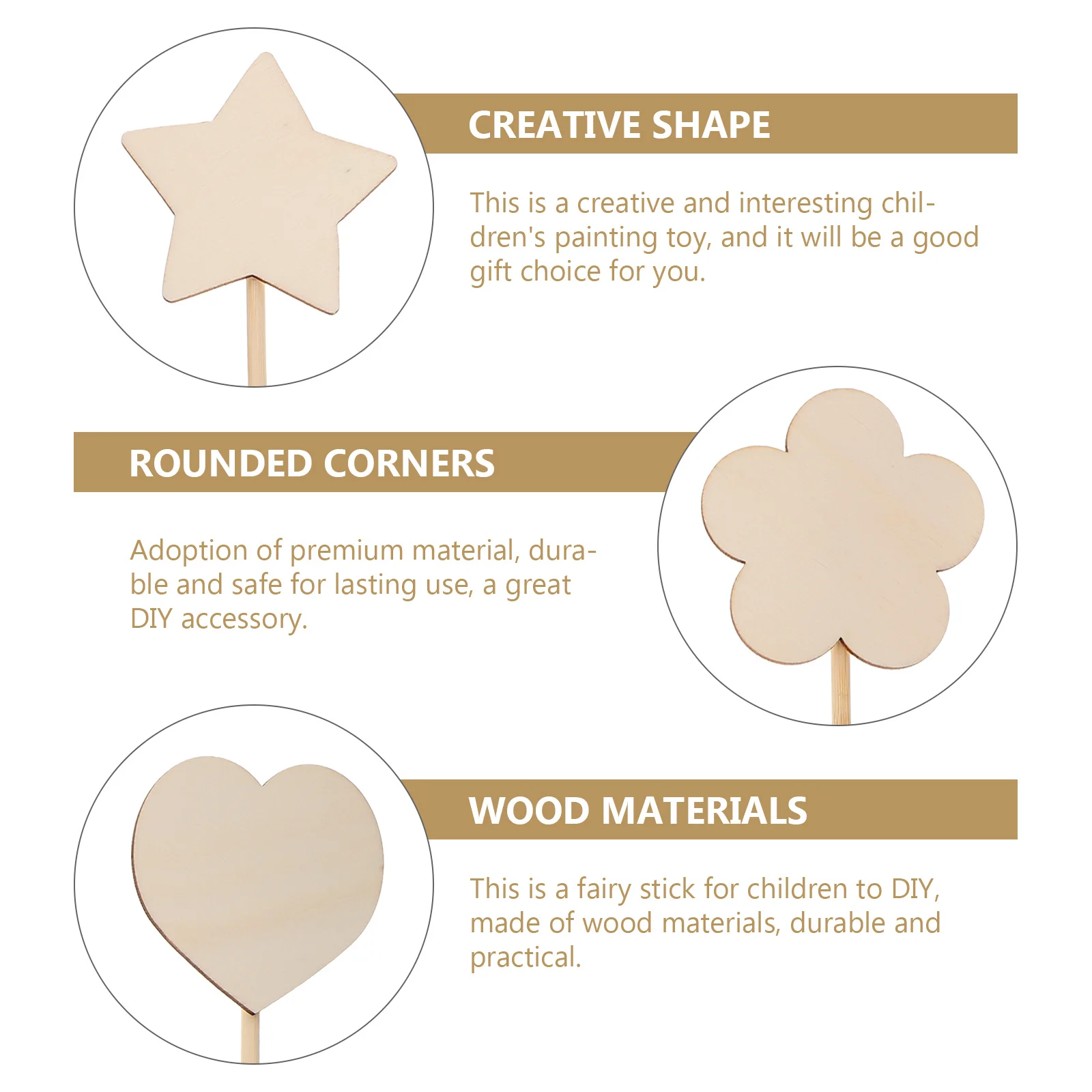 

BESPORTBLE 8Pcs Unfinished Wooden Wands Fairy Stick Craft Kit for Kids Painting Room Decor Shape Blank Wood