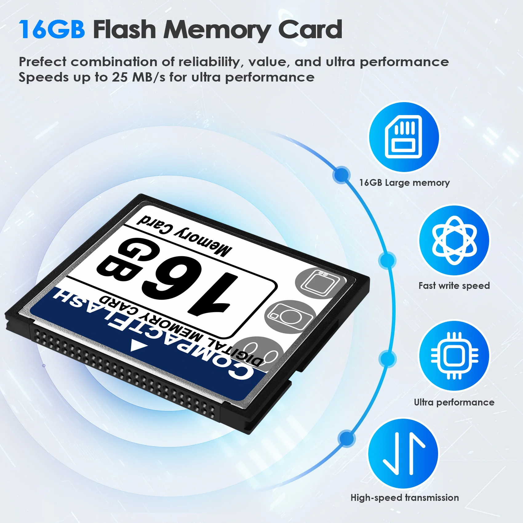 NewABNR Professional 16GB Compact Flash Memory Card(White&Blue)