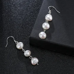 YWYC 6-7mm Freshwater Pearl Earrings for Women Baroque Pearl Ear Hook 925 Sterling Silver Earrings Jewelry Gift