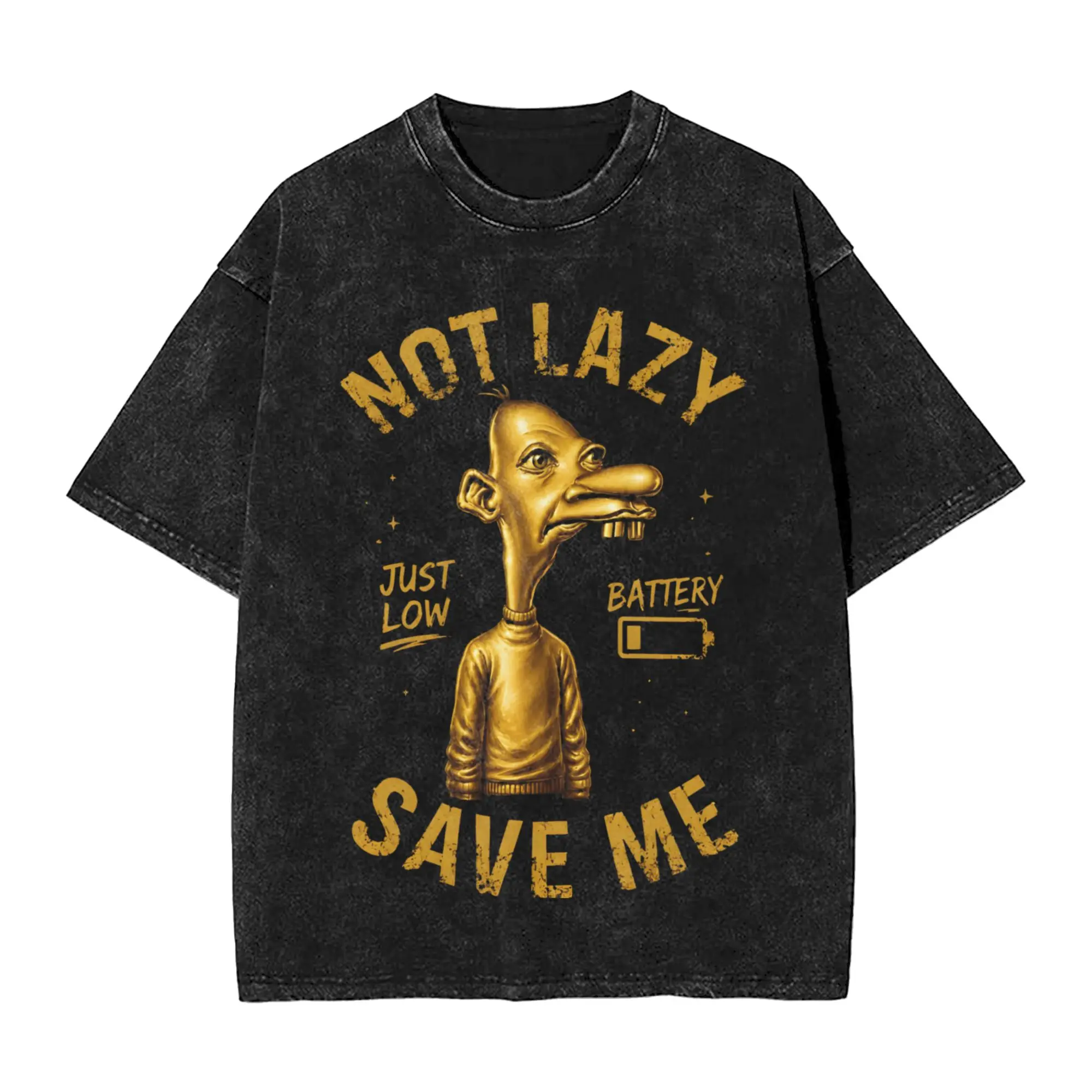 Golden Neegy Meme Funny Internet Brainrot Gen Z T Shirt Washed Oversize T-Shirts  Vintage for Men Tops Streetwear Summer Tees