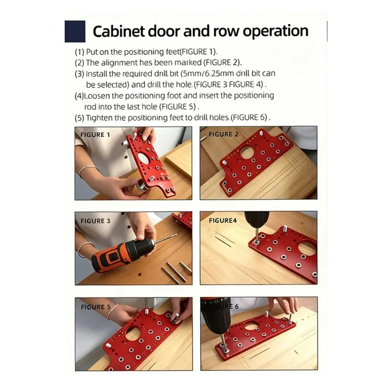SYW-2-In-1 For Door Handle And Hinge Puncher Locator Kit, Adjustable Woodworking Drilling Guide For 37-64Mm Distance