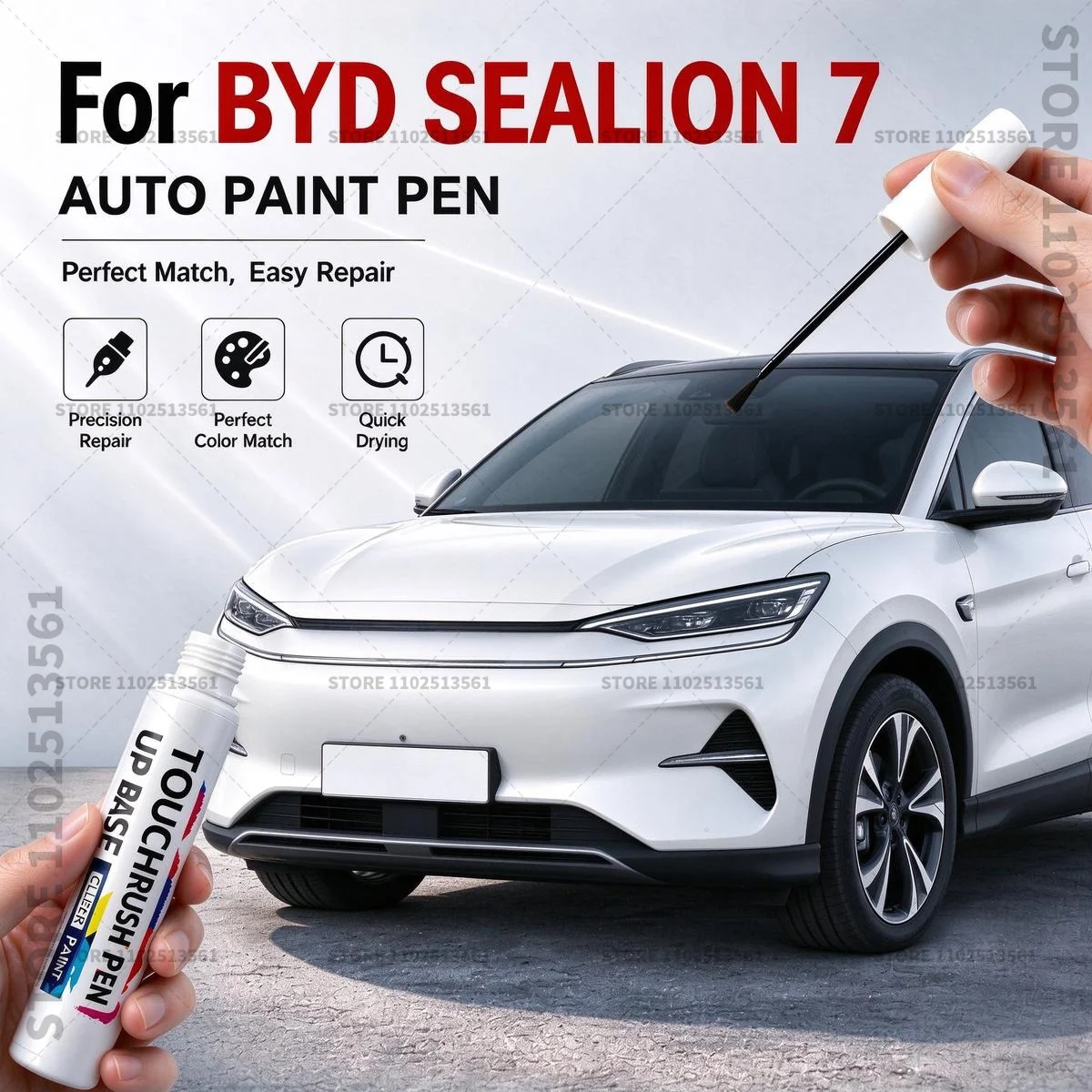 Car Scratch Remover Paint Pen Touch Up Marker for Auto Body Repair Door Bumper Fender Accessories For BYD SEALION 7 White Blue