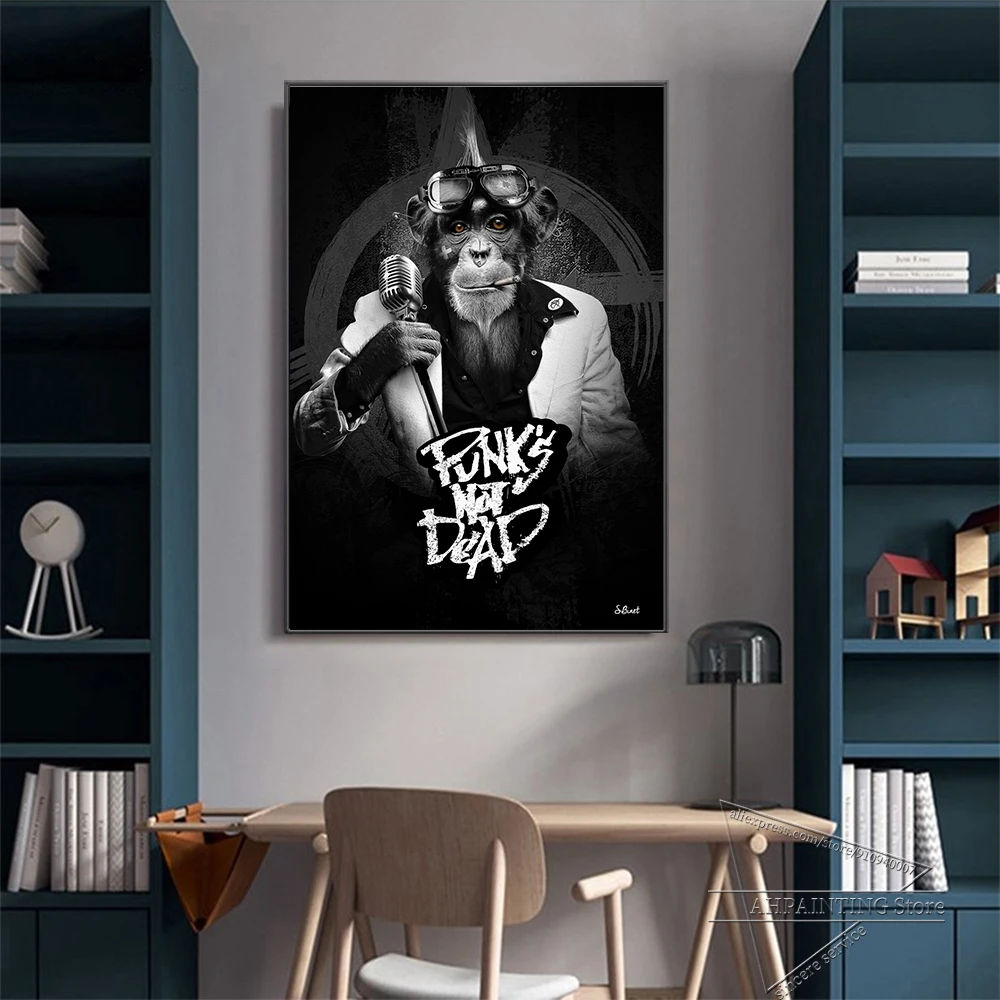 Zły lew małpa pies kot plakat moda dzikie zwierzęta płótno malarstwo drukuje obraz na ścianę sztuka malarstwo dekoracyjne wystrój domu