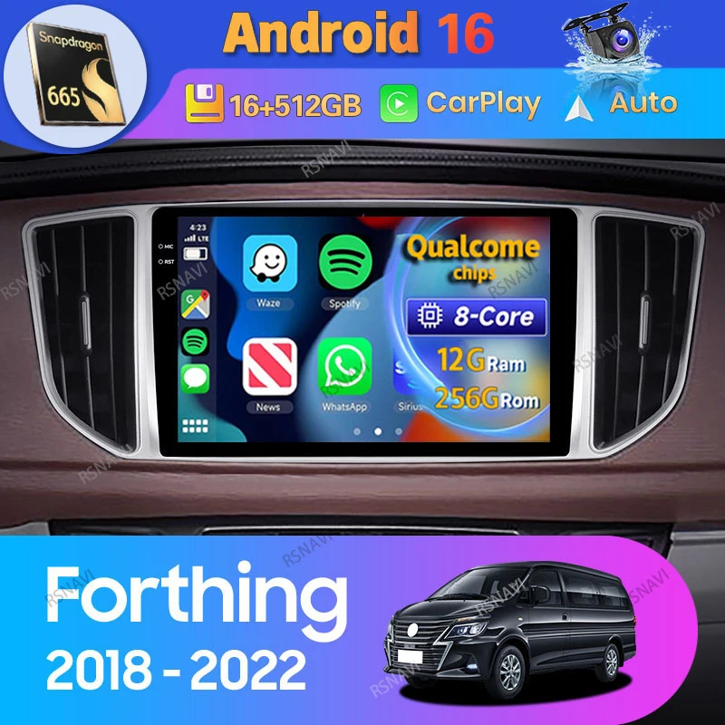 Android 16 Carplay Auto For Dongfeng Forthing M5 2018 - 2022 Car Radio Multimedia Navigation DSP WIFI+4G GPS Stereo Video Player