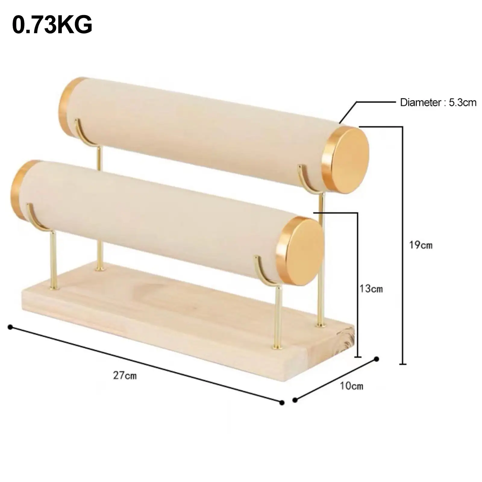 Velvet Jewelry Storage Rack 3 Tier Wooden Base Bracelet Display Stand for Necklace Earring Ring Watch Organizer Gift Box