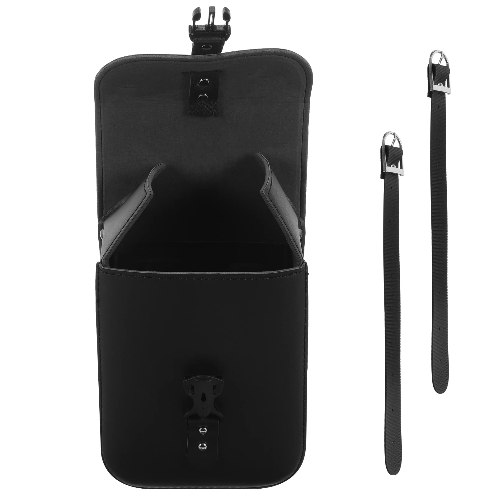 

Retro Motorcycle Bag 18x10x22.5cm Black Synthetic Saddlebags for Bike Vintage Style Large Capacity Tool Bag