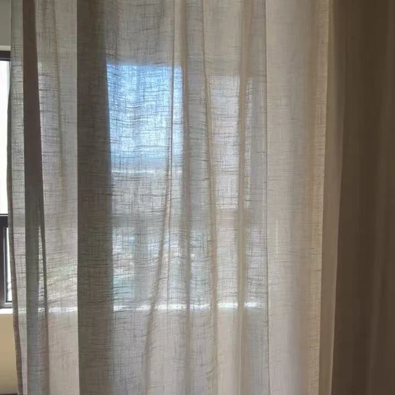 Half Blackout 100% Linen Curtains for Living Room Tulle Curtain In The Bedroom Window Japanese Short Kitchen Door Drapes Custom