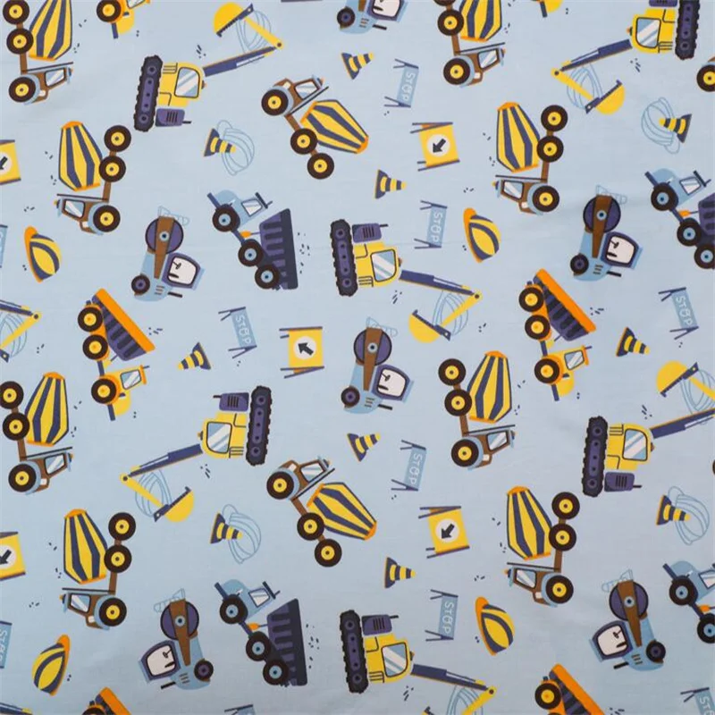 Cool Cartoon Building Site Truck Print Cotton Fabric for Sewing Patchwork Cloth Quilting Scrapbook Tecido Diy Handmade Material