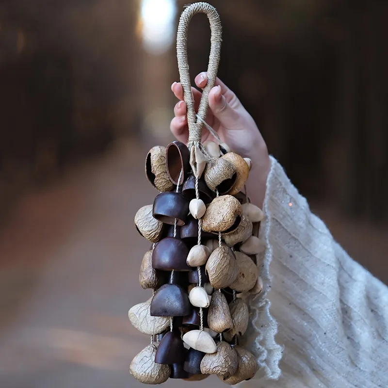 Музыкальные колокольчики из ореховой ракушки, звуковой целебный колокольчик, ветер, натуральные фруктовые ракушки, уличные колокольчики, колокольчики ручной работы, принадлежности для медитации