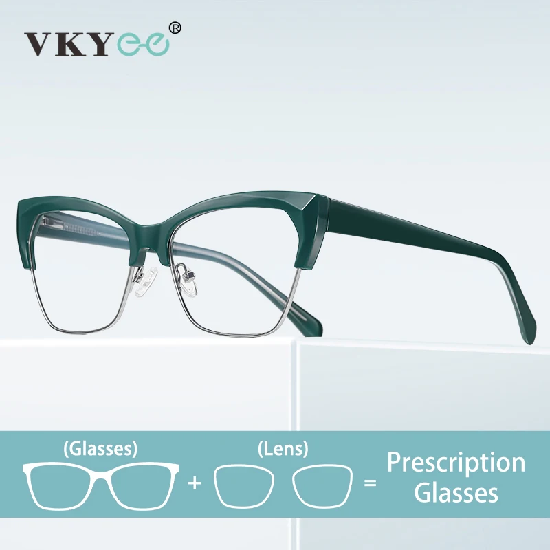 VICKY Simple Large Frame Square Anti-blue Light Reading Glasses Men Personalized Design Myopia Customizable Prescription PFD2180