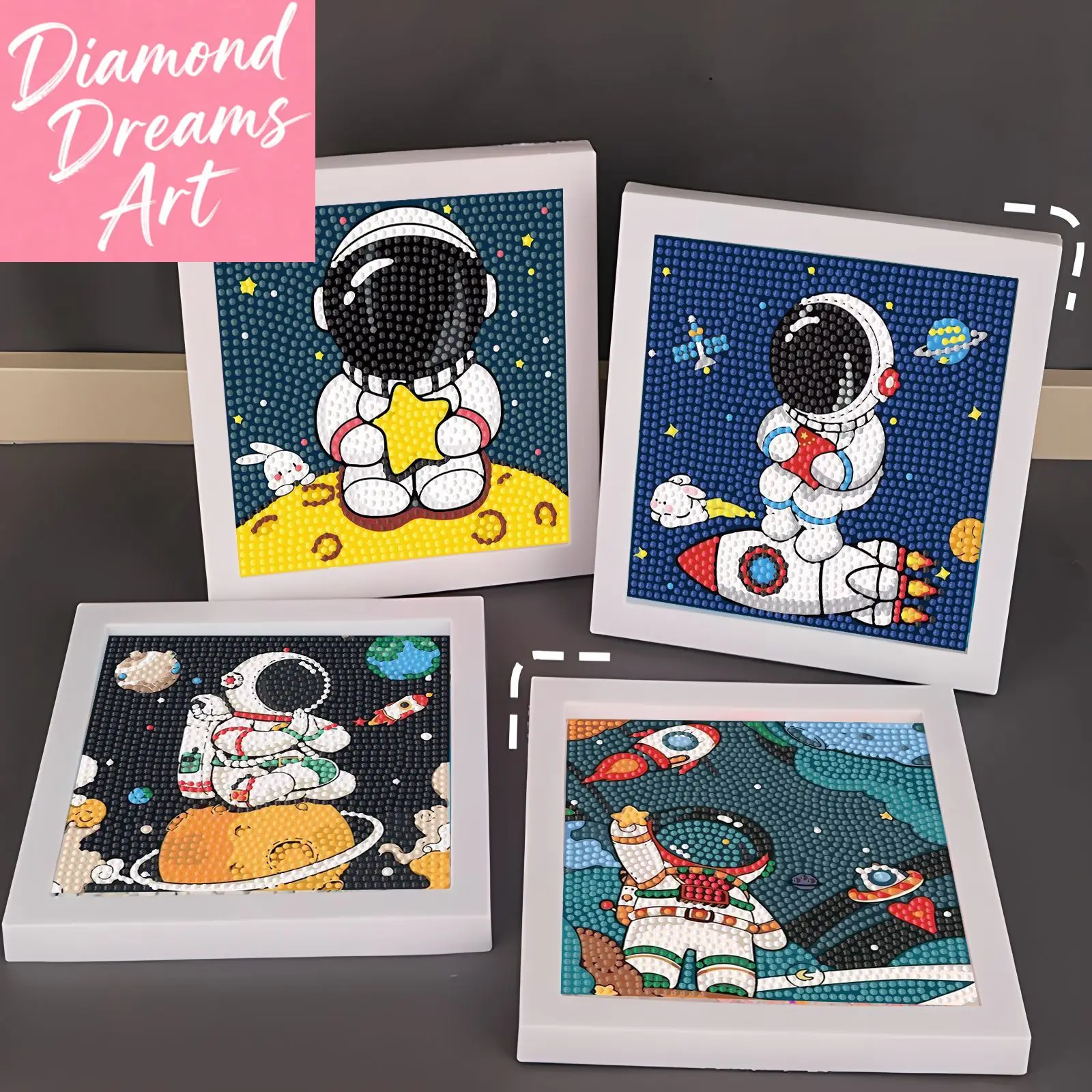 Frameless,Crystal Diamond Sticker 5D Handmade DIY Astronaut Planet Rocket Children's Interior Decoration Painting Birthday Gift